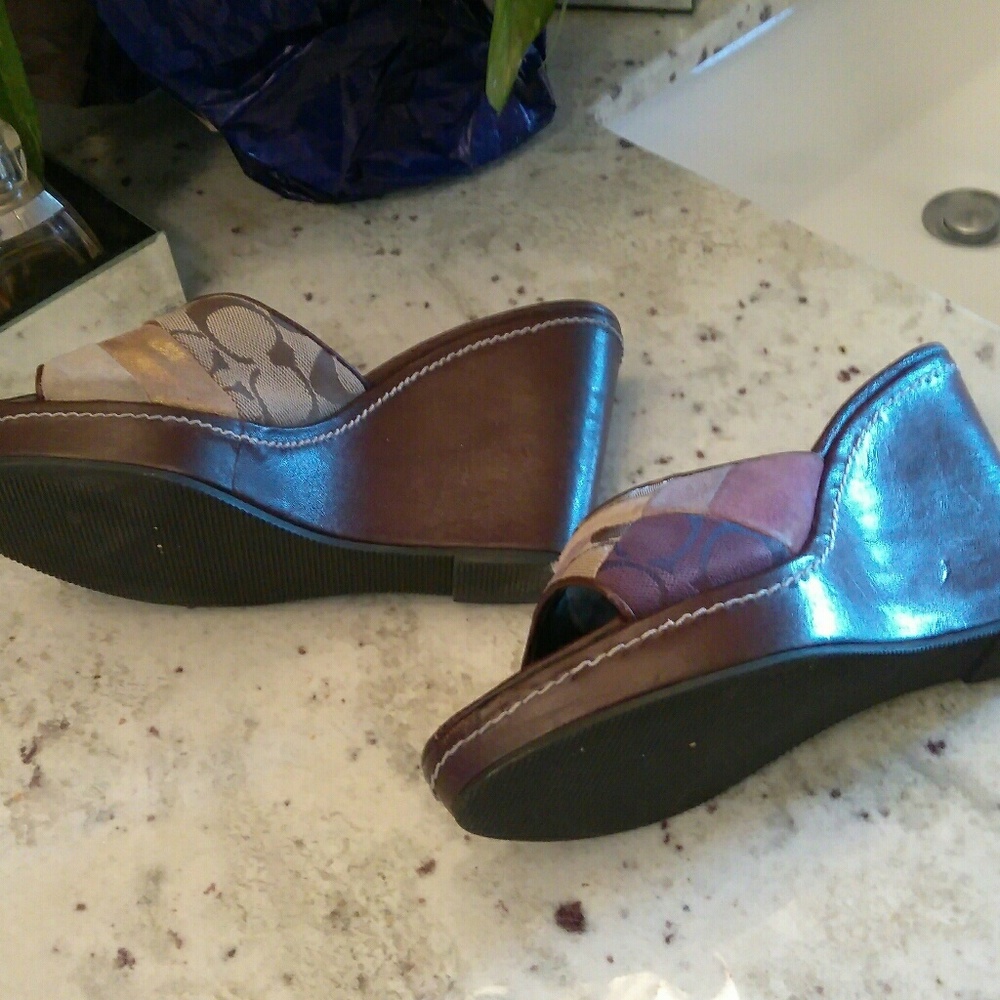 Authentic Coach Patchwork Leather/Suede Wedges - image 5